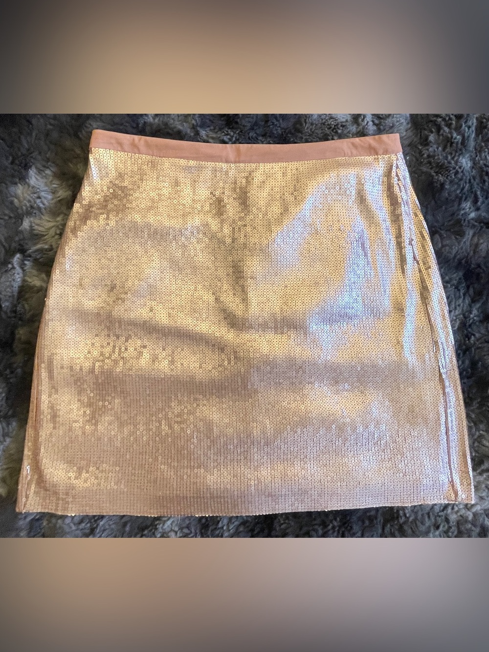 Calvin Klein Rose Gold/Nude Sequin Mini Skirt